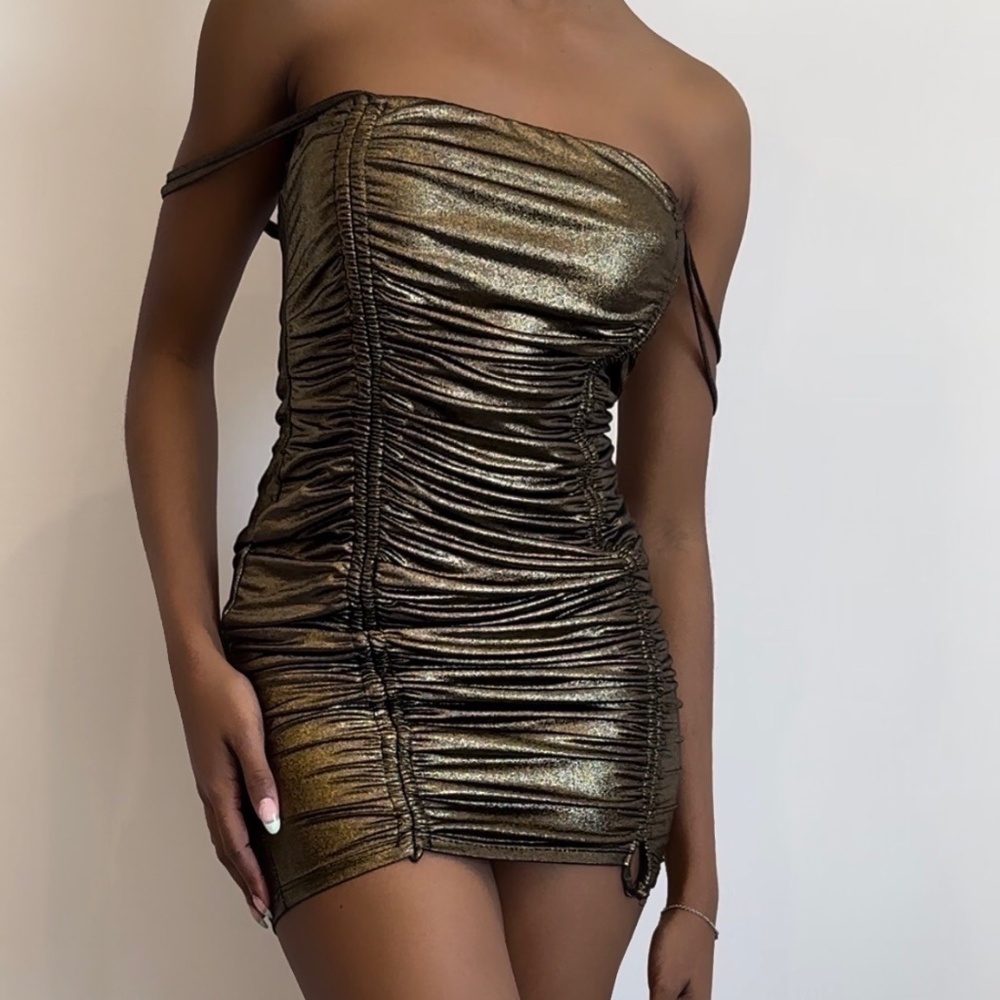 Gold Metallic Windsor Mini Dress